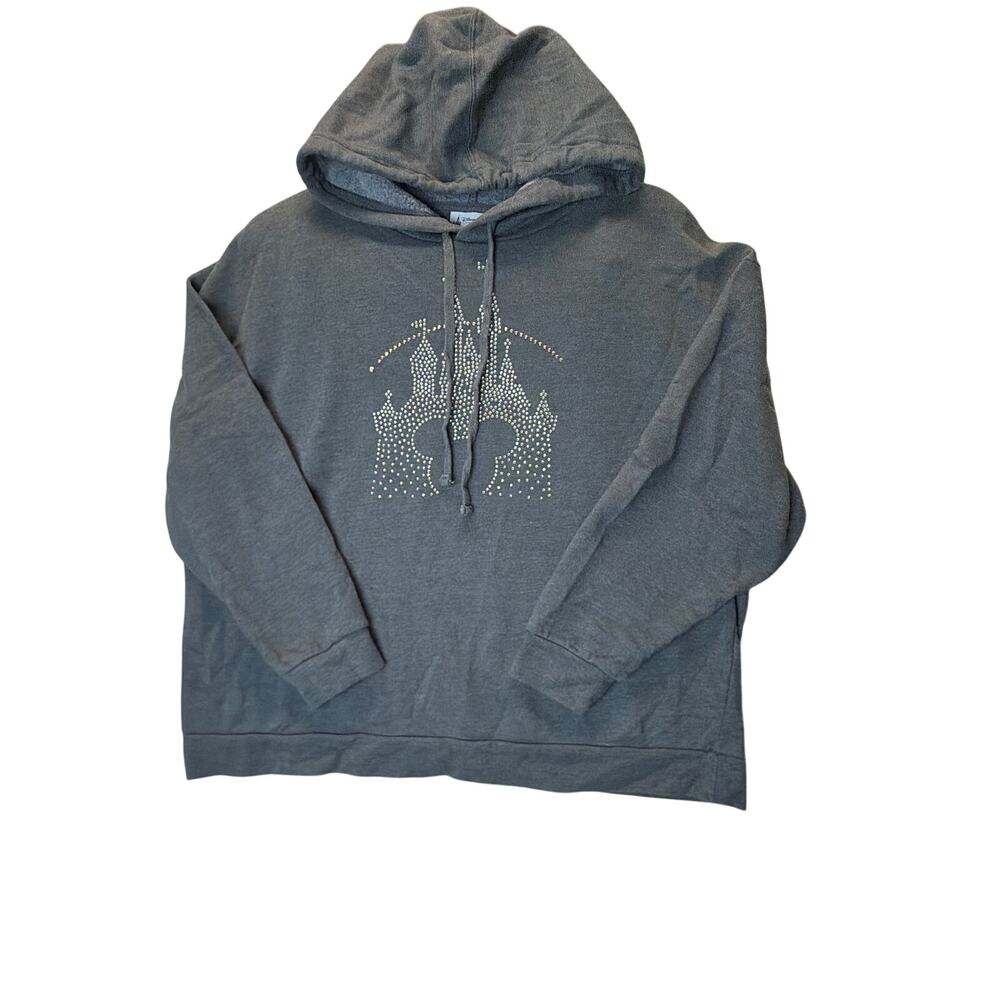 Disney‎ World Parks Castle Bling Hoodie Mickey Sweatshirt Size XL Grey Pixie